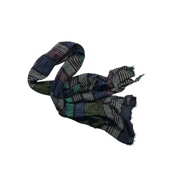 Banana Republic Scarf Black w/ Blue, White, Green & Pink Stripes Light -  52 - Picture 1 of 4